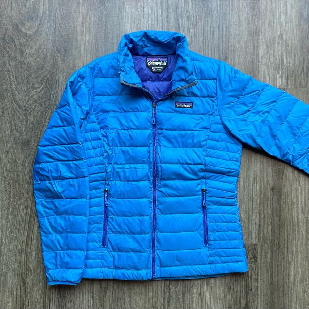 Patagonia Down Puffer Jacket Full Zip, Blue Winter Coat
